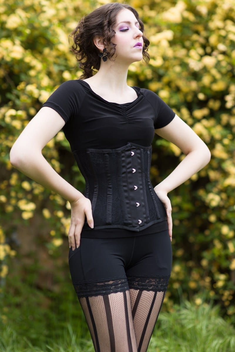 Lace & Satin Long Torso Under bust Corset  gothic lingerie corset –  Gallery Serpentine