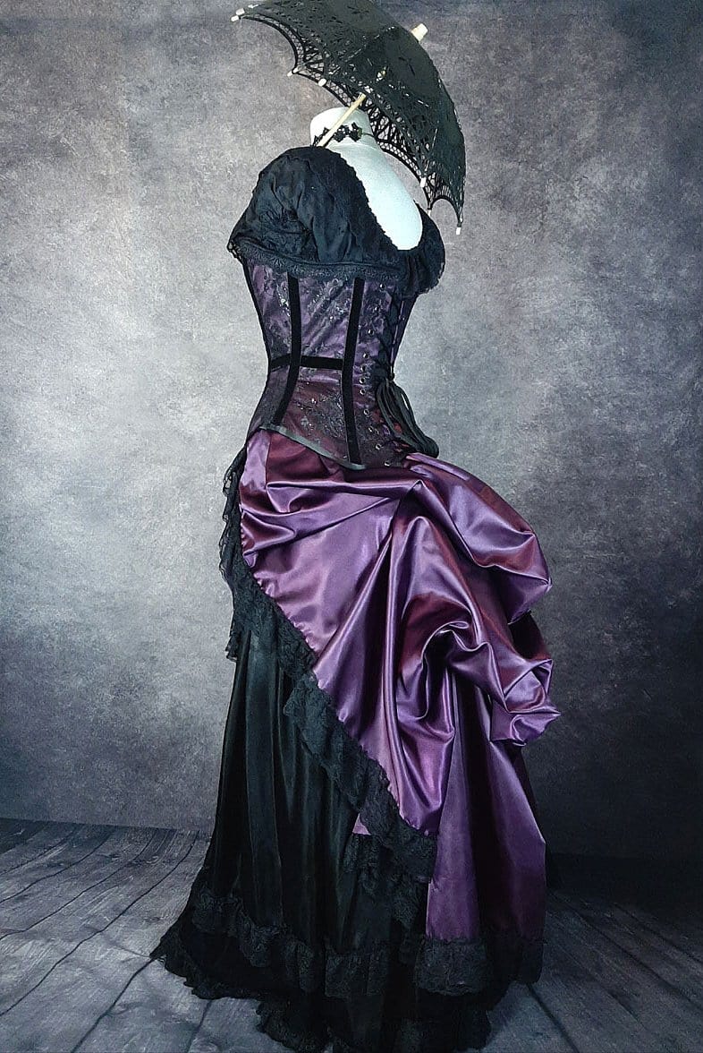 Amethyst Corset & Bustle Gown Set, Gothic wedding dress