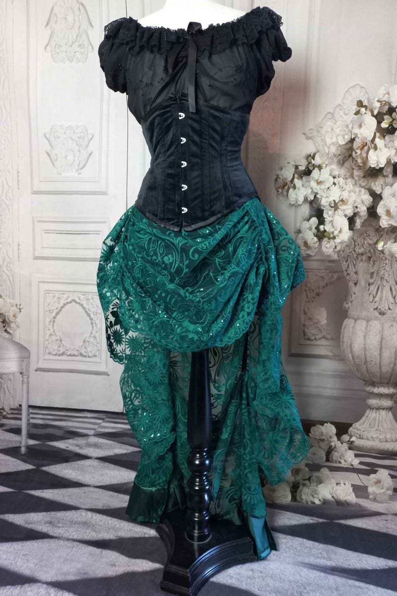 Ready to Ship Steampunk Victorian Corset With Black Bustle Skirt