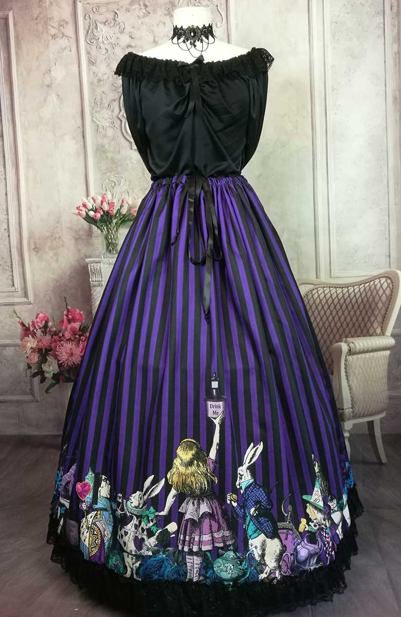 Dark Alice Purple Alice full length skirt with boned petticoat