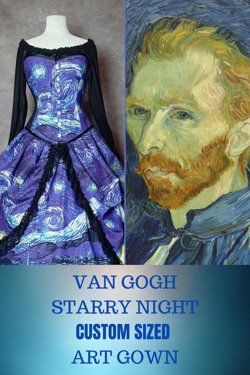 Starry Night Van Gogh Victorian Corset Gown