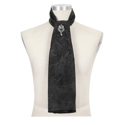 Men's gothic neck tie cravat with central jewel for gothic formals and weddings 1