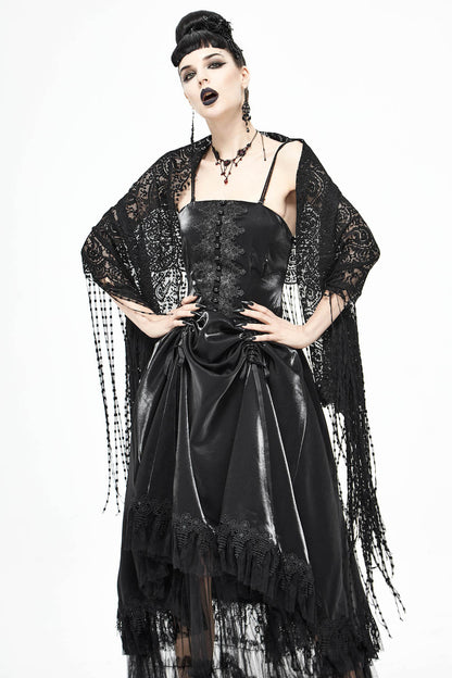 Devil Fashion Gothic black lace fortune teller shawl 