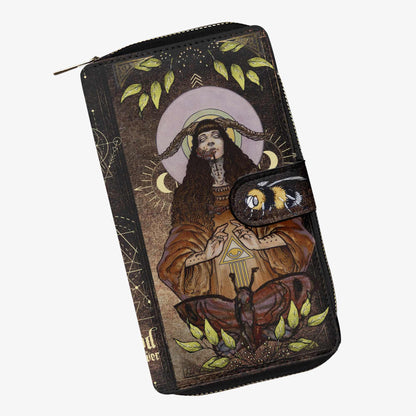 Power Priestess Wallet - Amber Alchemy, shamanism wallet, long zippered wallet, blood on the clocktower wallet