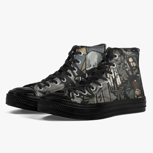 Ta-al high top sneakers for blood on the clocktower players featuring Van Fleet artwork from the game editions