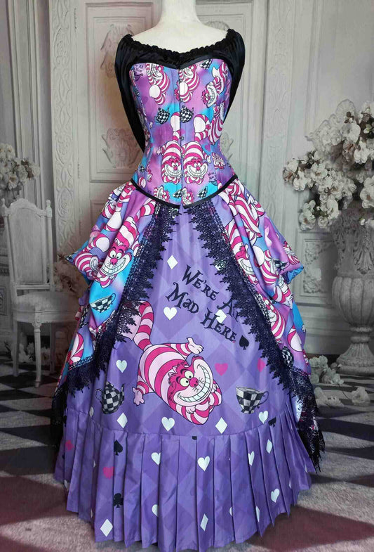 Cheshire Cat Alice in Wonderland Victorian Corset Gown