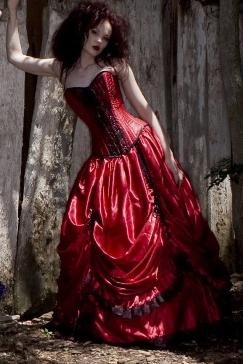 Red Gothic Wedding Dress custom made red corset wedding dress