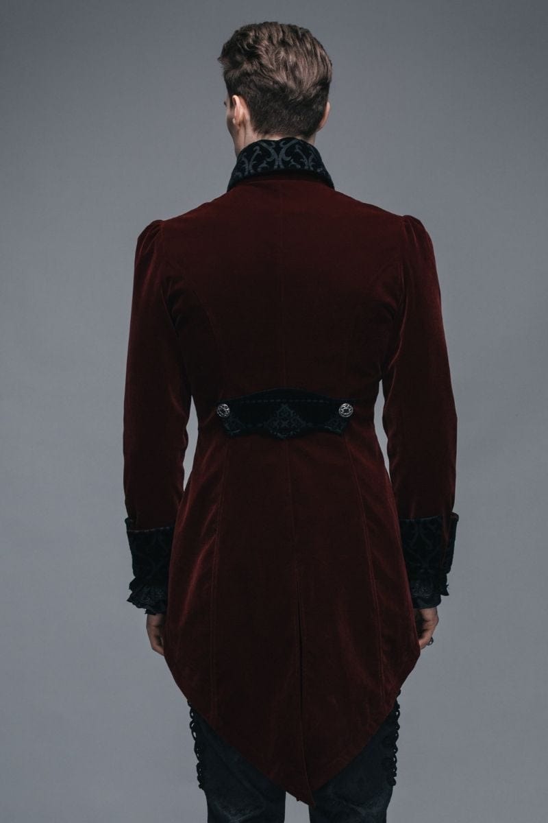 Men s Gothic Victorian Tailcoat blood red vampire jacket