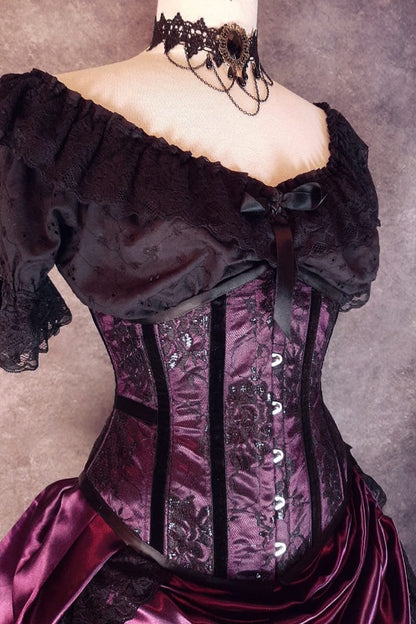 gothic victorian amethyst, lace, velvet Corset