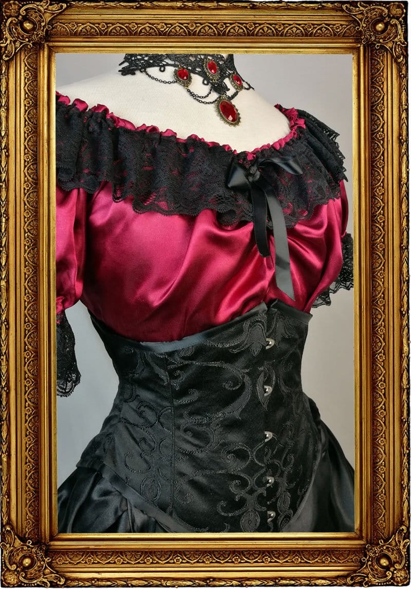 Womens Gothic Boned Black Steampunk Corset Top Costume Plus Size Gold