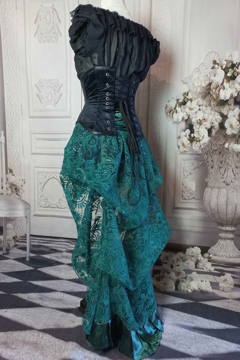 Black and hotsell green lace skirt