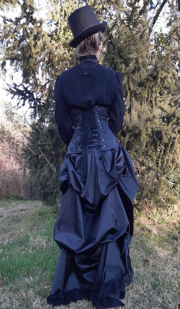 Black lace cheap bustle skirt